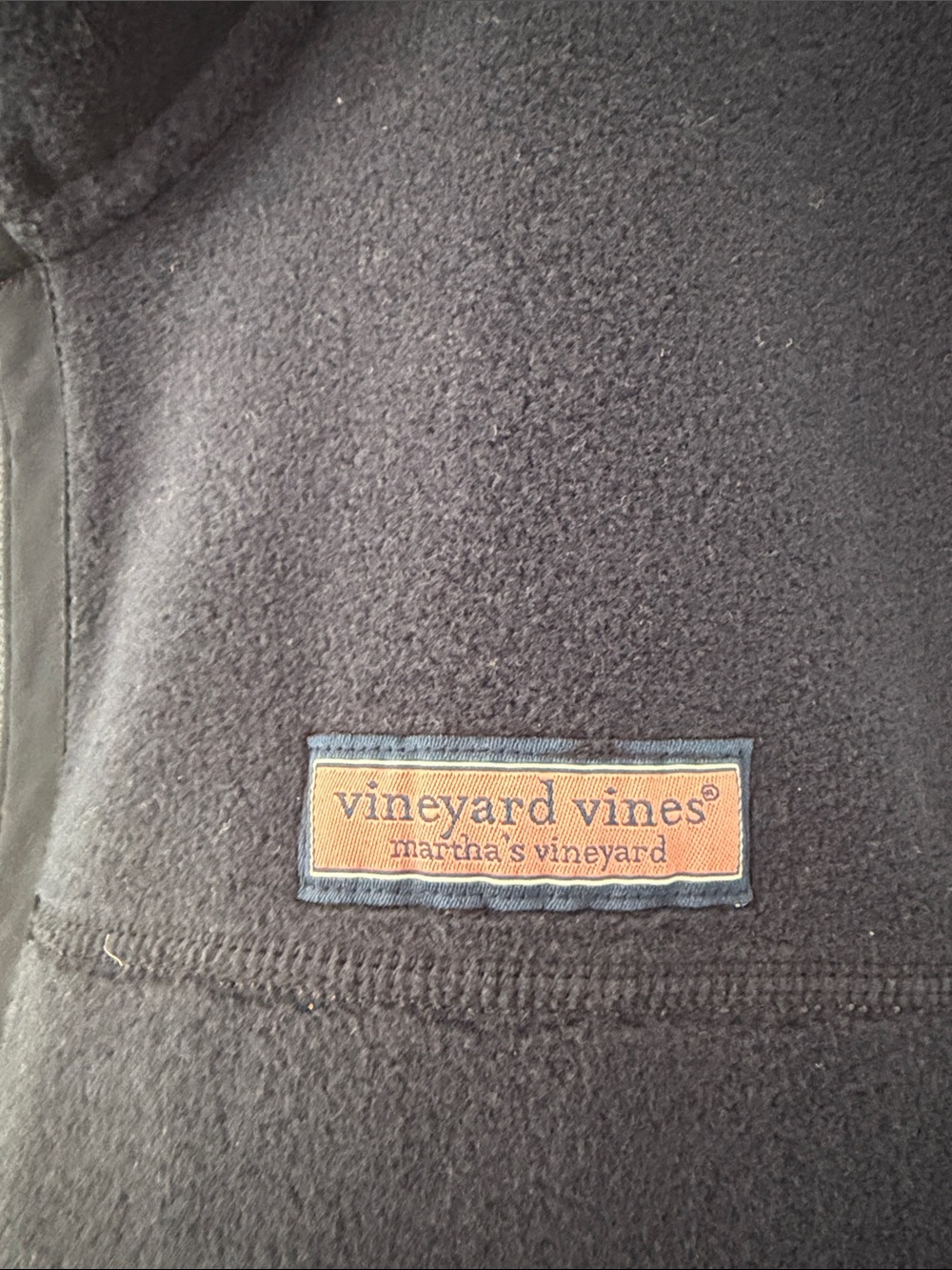 Vineyard Vines Navy Fleece Zip Vest with Red Trim - Picture 3 of 5